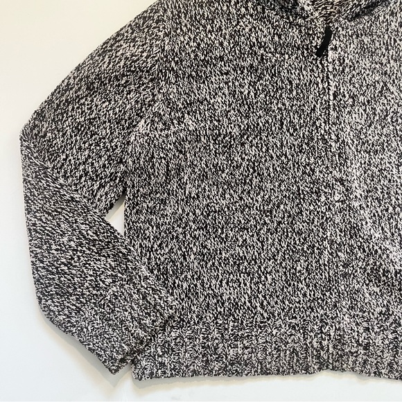 J. Jill Soft Cozy Heathered Gray / Black Fleece Full Hooded Zip Up Sweater L - Picture 4 of 10